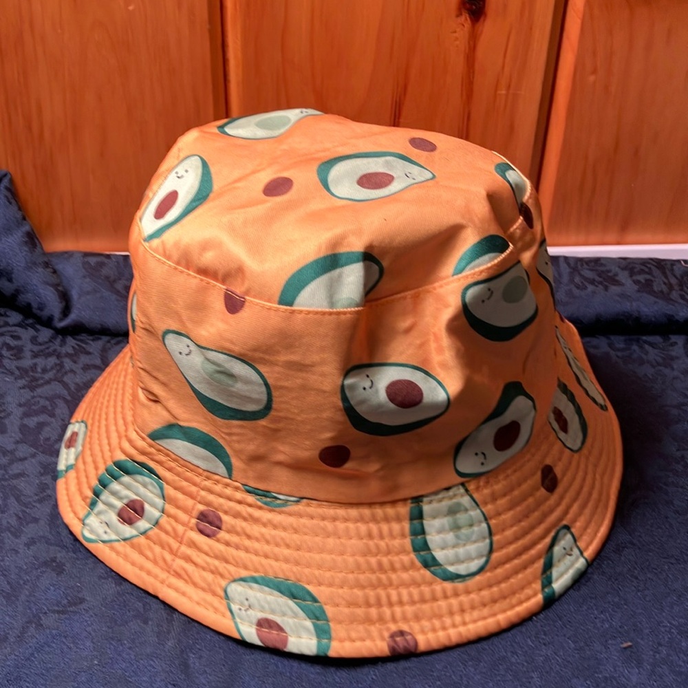 Avocado Print Orange Bucket Hat